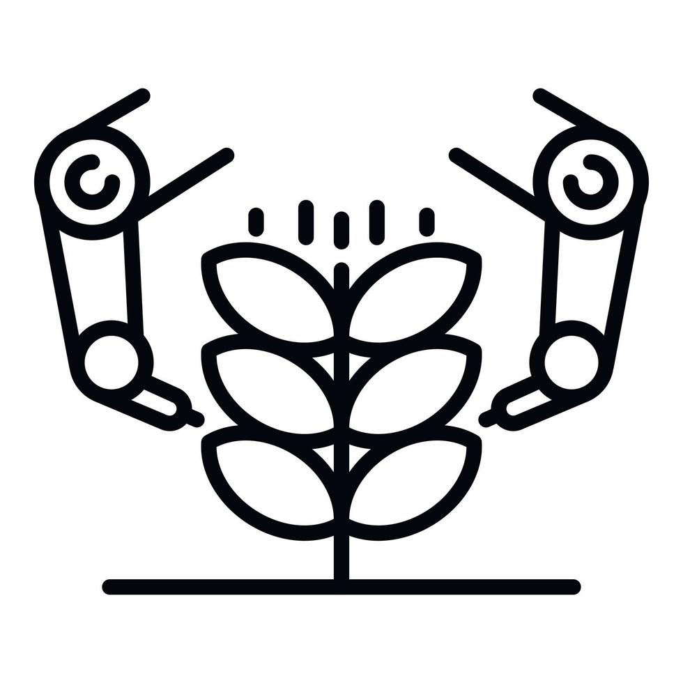 Robot extract plant icon, outline style vector