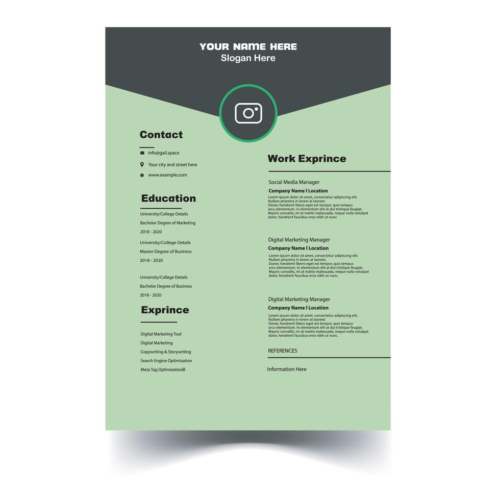 job cv template vector