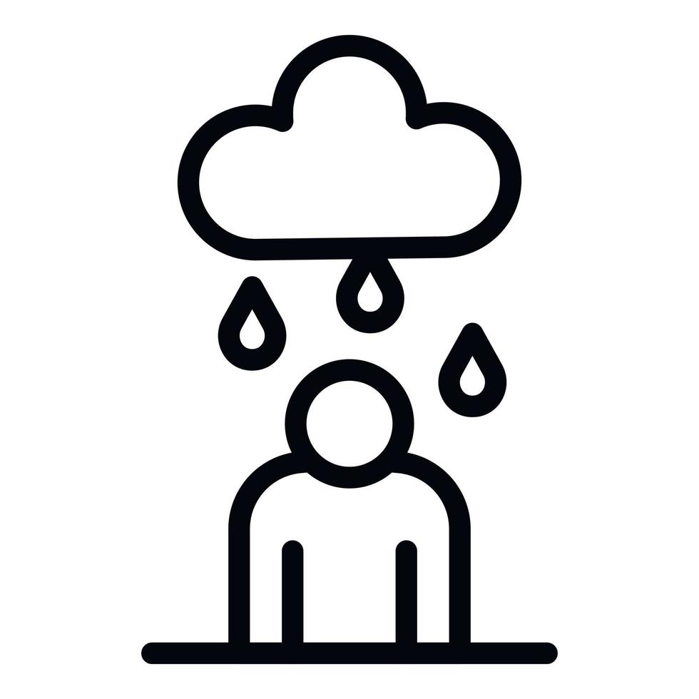 Man under rain icon, outline style vector