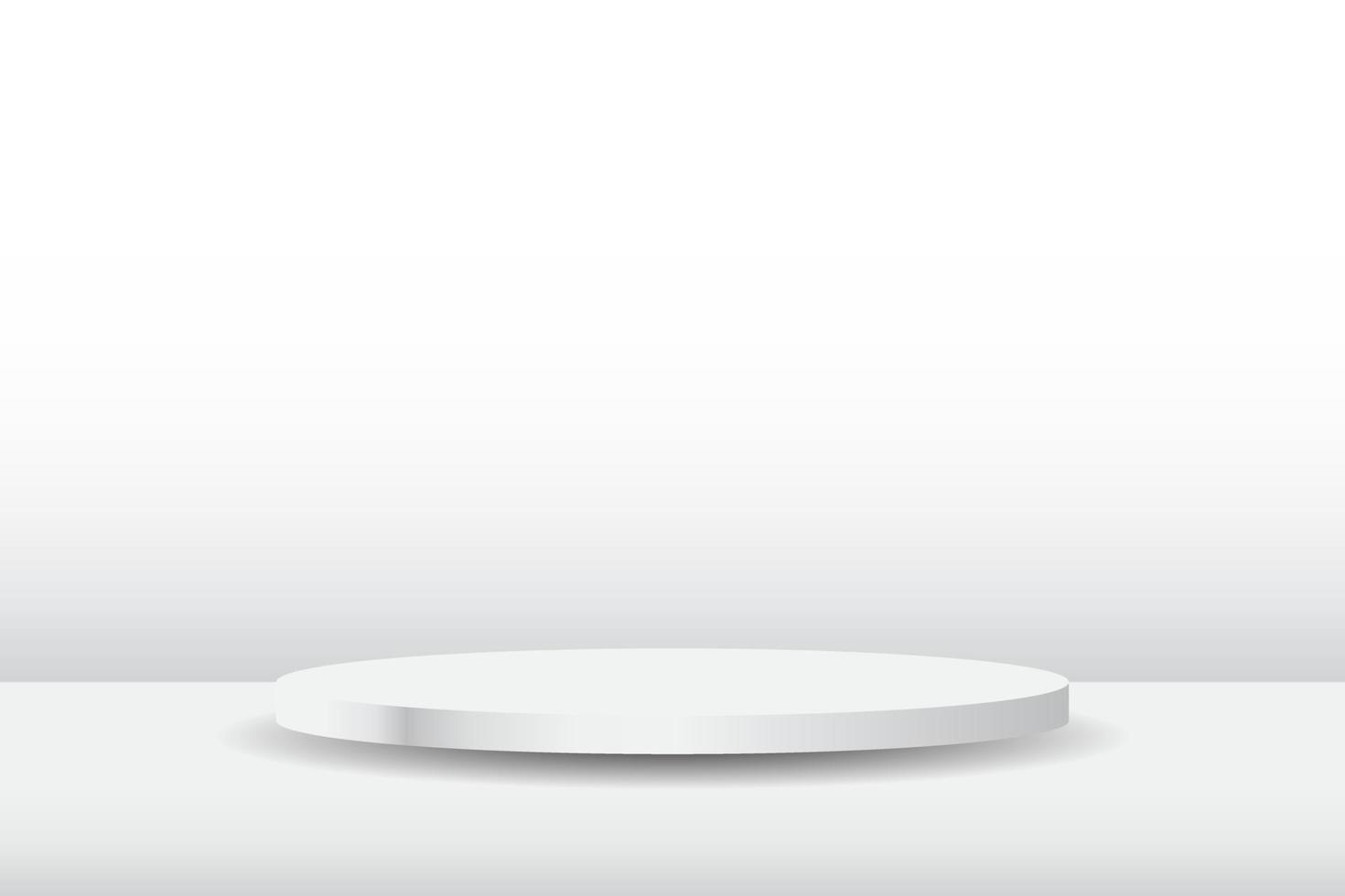 Empty circular pedestal. White circular awarded the winner's podium for outstanding advertising display of luxury goods on a white gradient lighting background vector