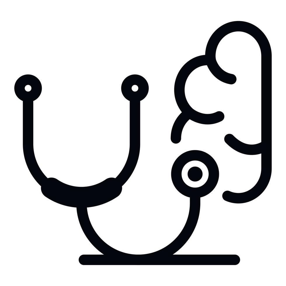 Stethoscope listen brain icon, outline style vector