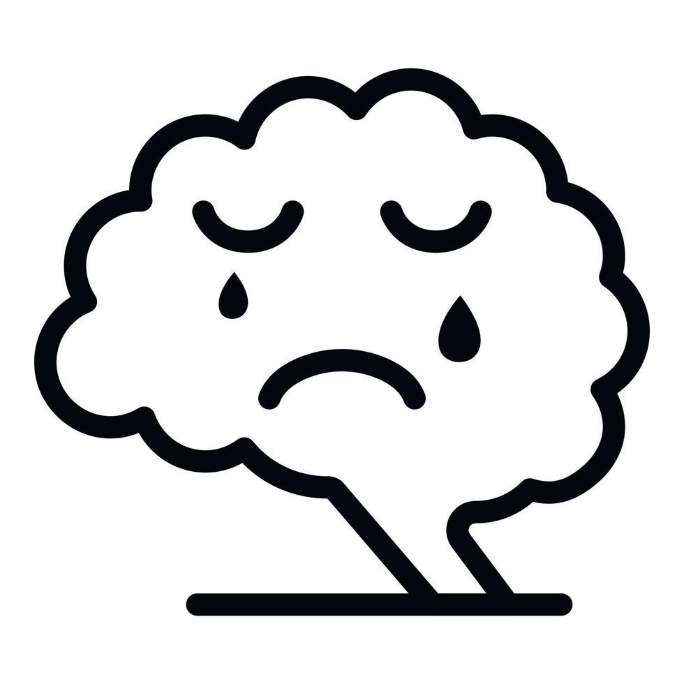 Depression brain icon, outline style vector