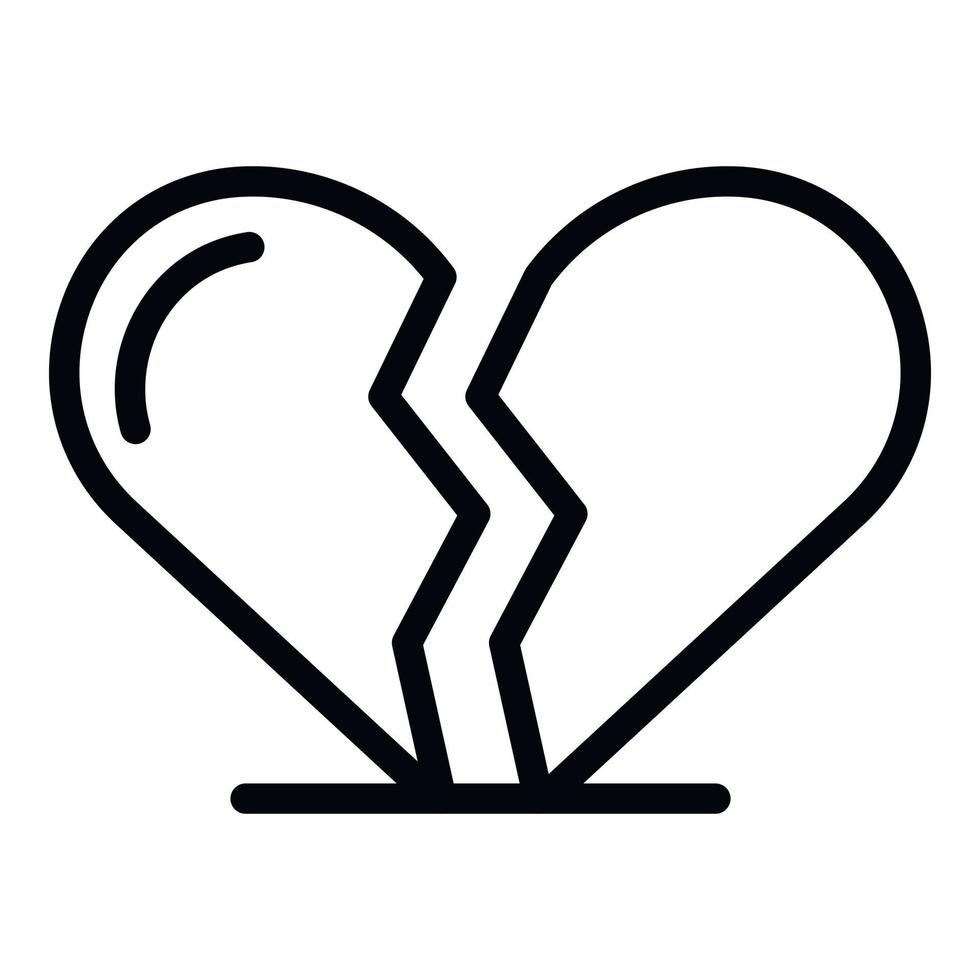 Broken heart icon, outline style vector