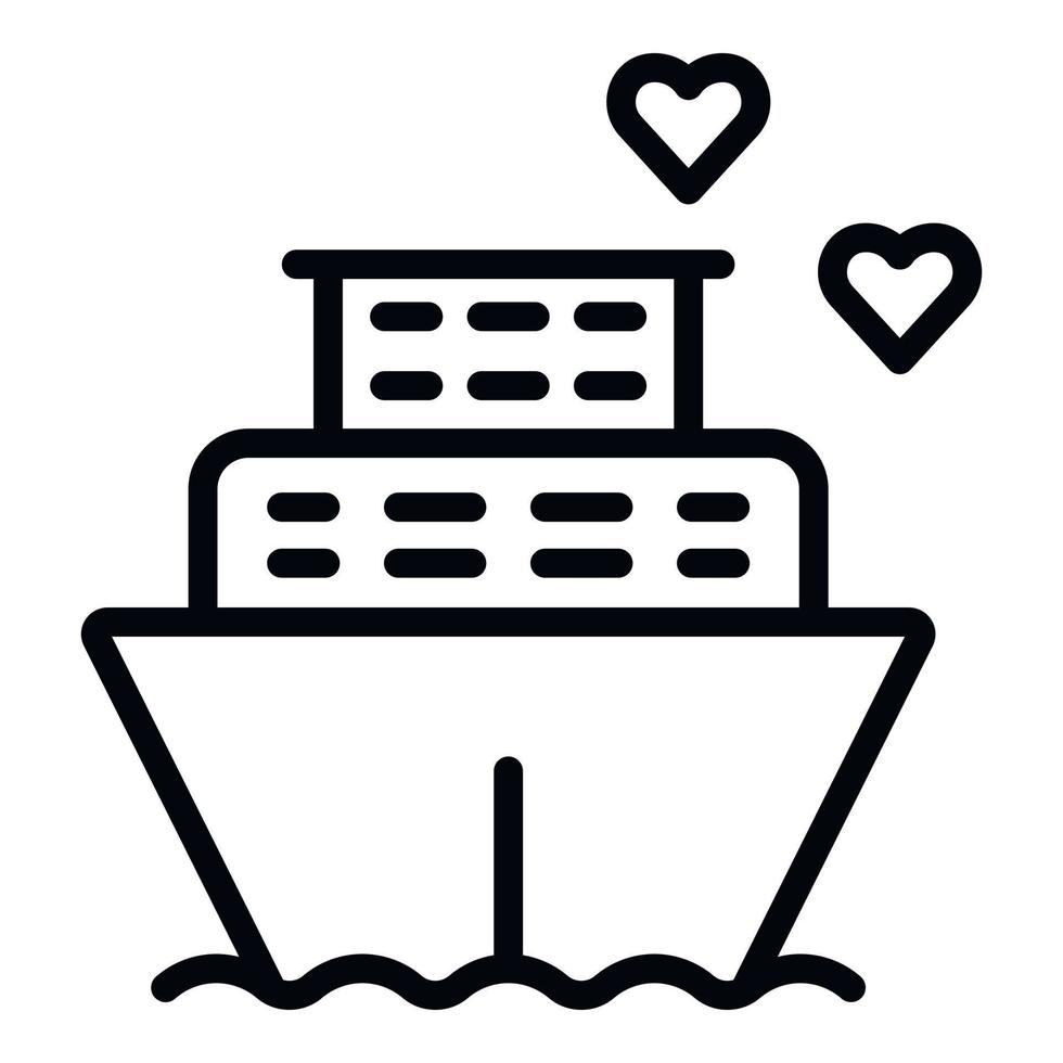 Honeymoon ship cruiser icon, outline style vector