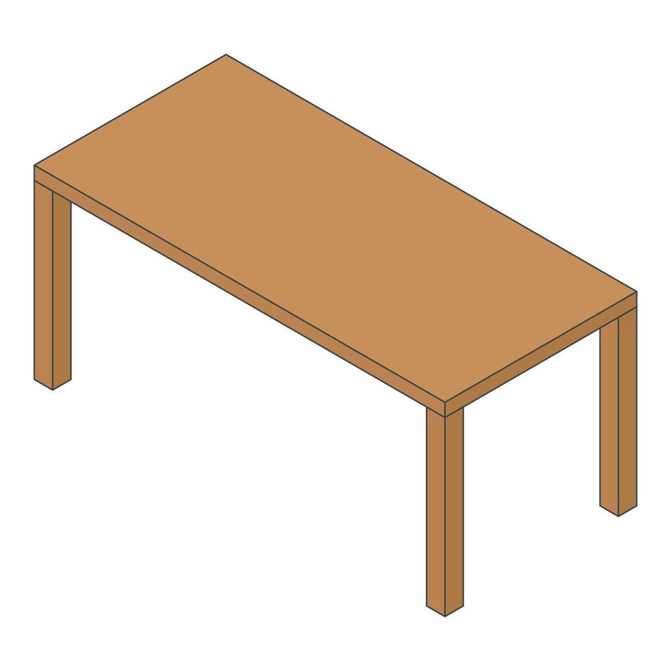 Wood desktop table icon, isometric style vector