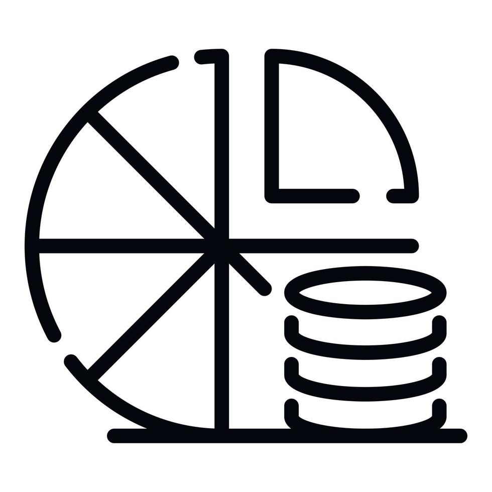 Coin pie chart icon, outline style vector
