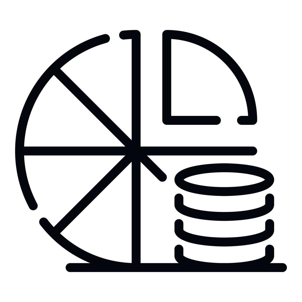 Coin pie chart icon, outline style vector