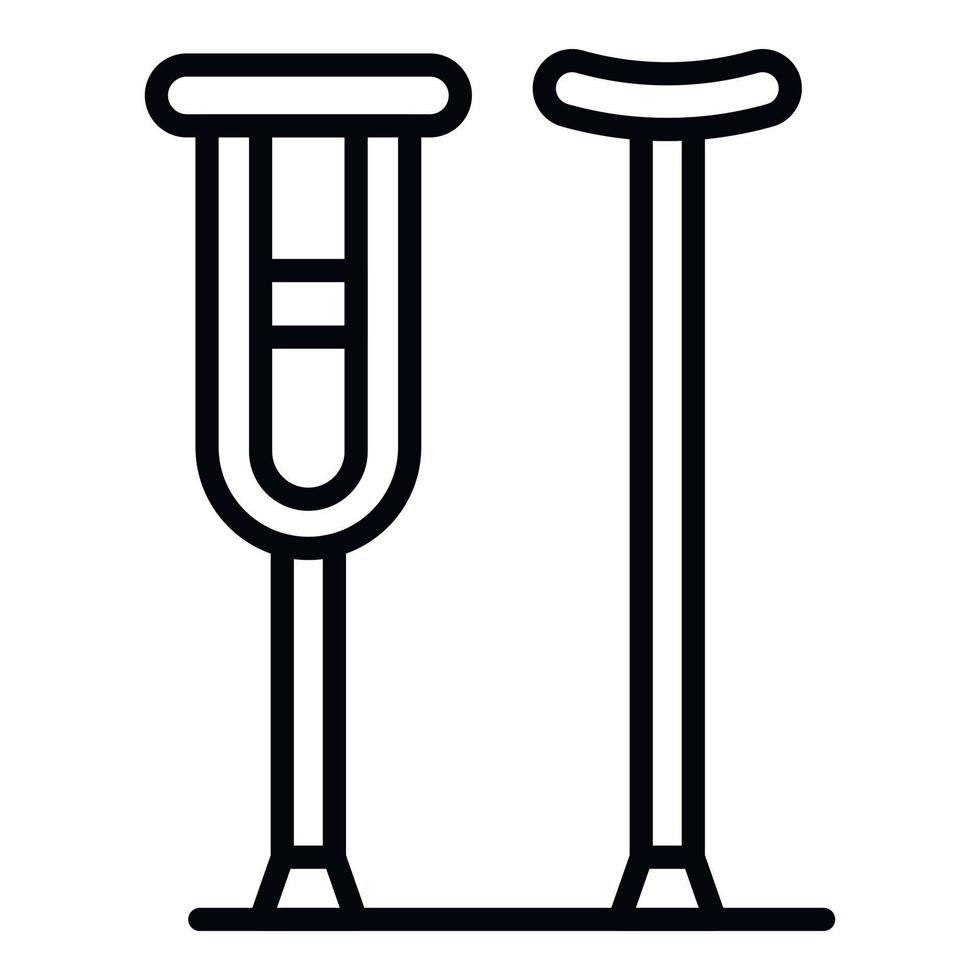 Crutches walking stick icon, outline style vector