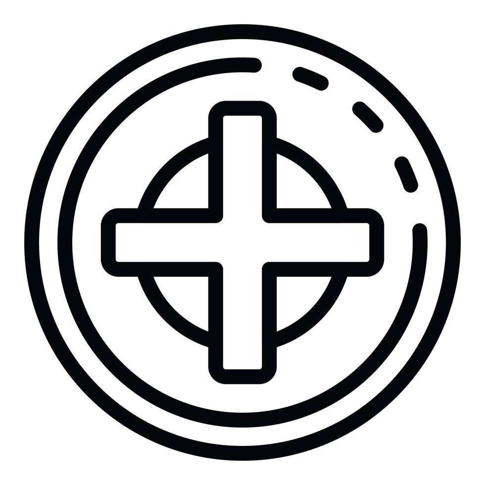 Medical cross icon, outline style vector