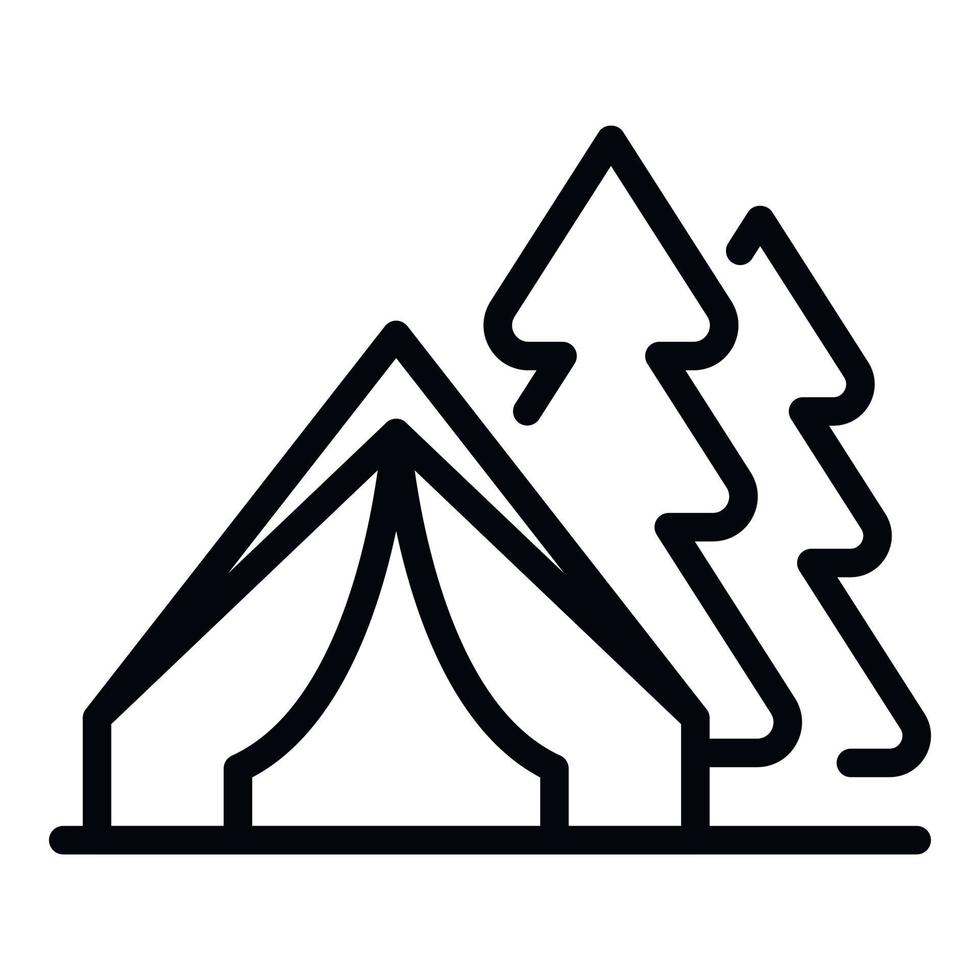 Camping tent icon, outline style vector