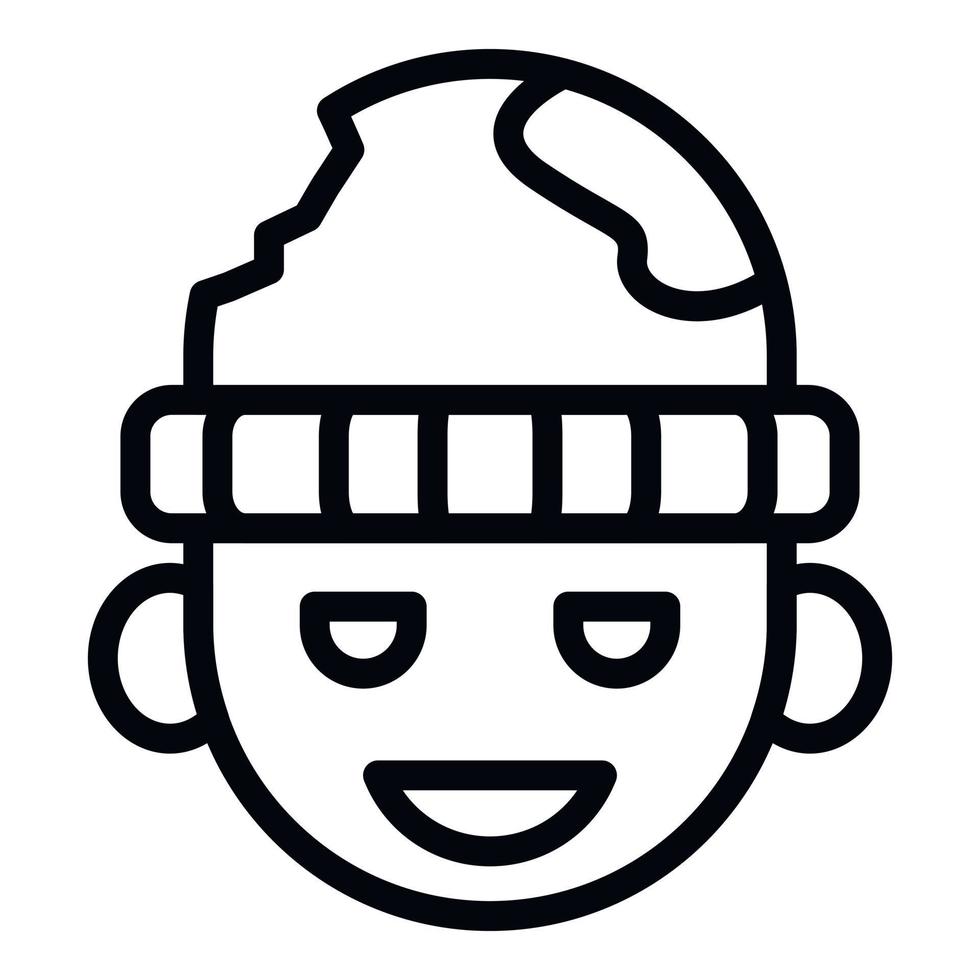 icono de niño sonriente sin hogar, estilo de esquema vector