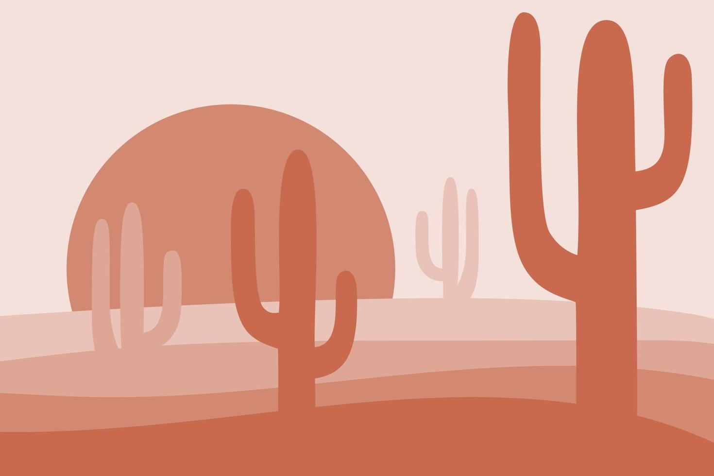 paisaje desértico con cactus vector