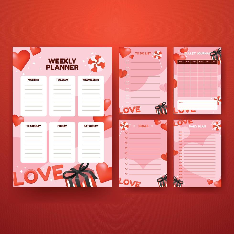 Valentine Day Themed Journal Template vector