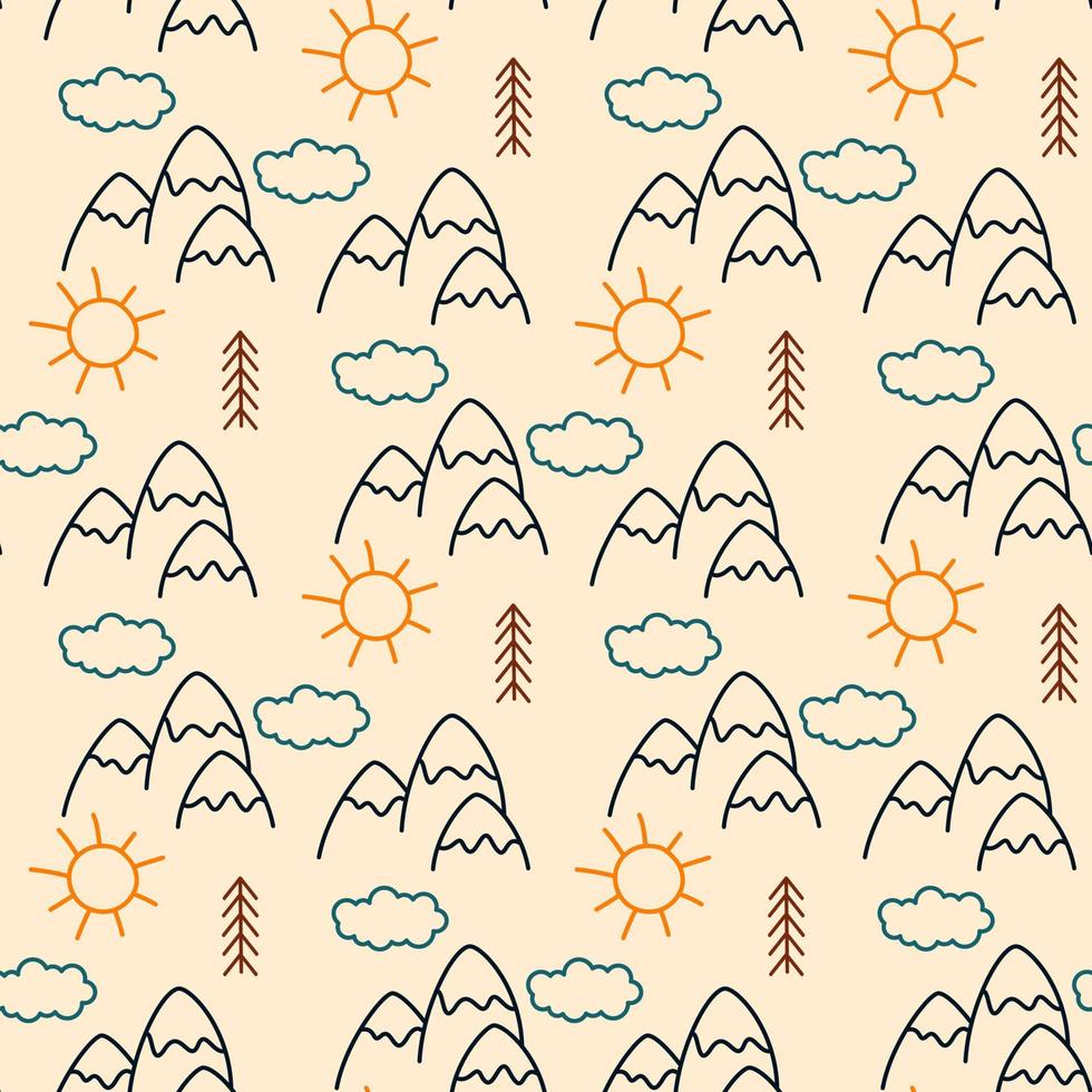 doodle mountains pattern vector