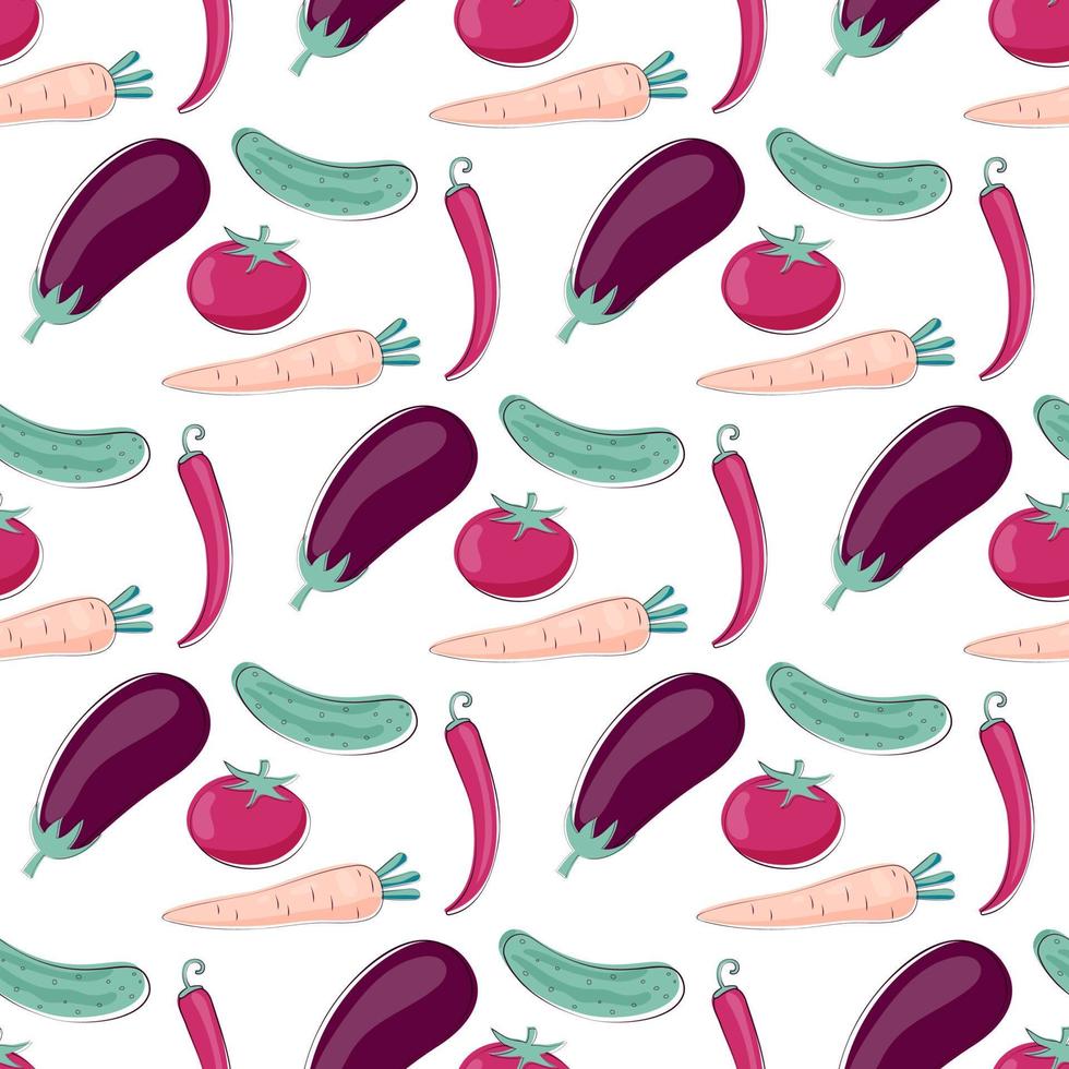 doodle vegetables pattern vector