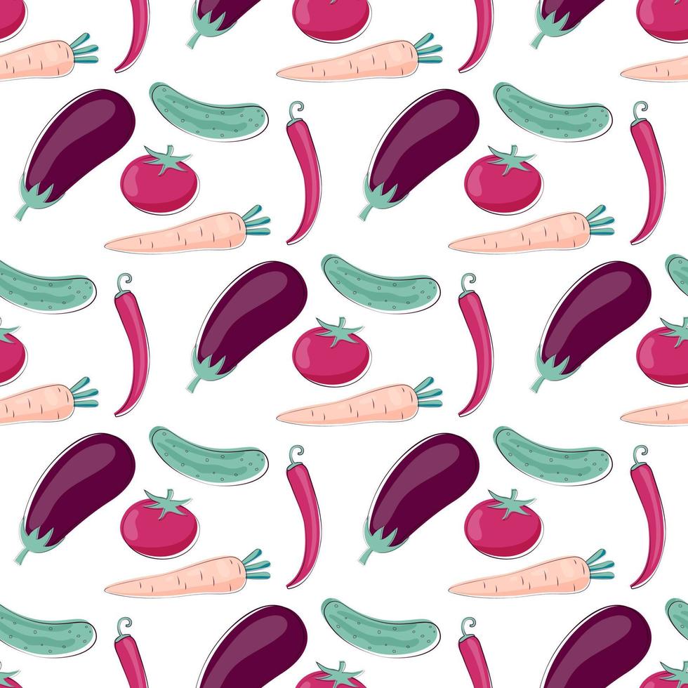 doodle vegetables pattern vector