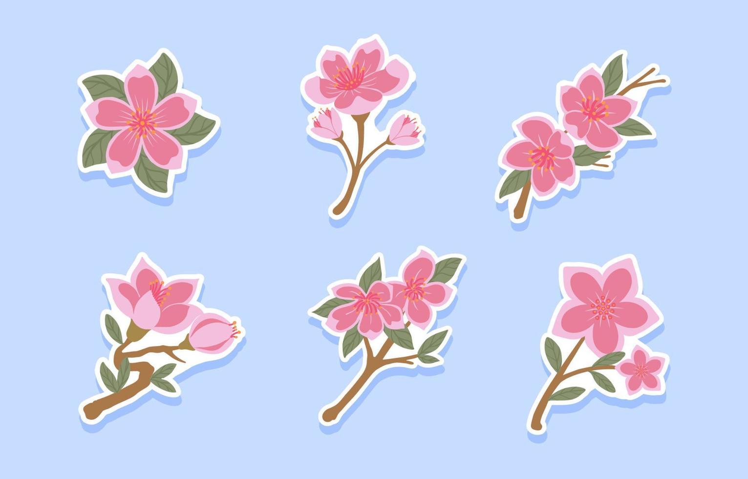 Peach Blossom Sticker Set vector