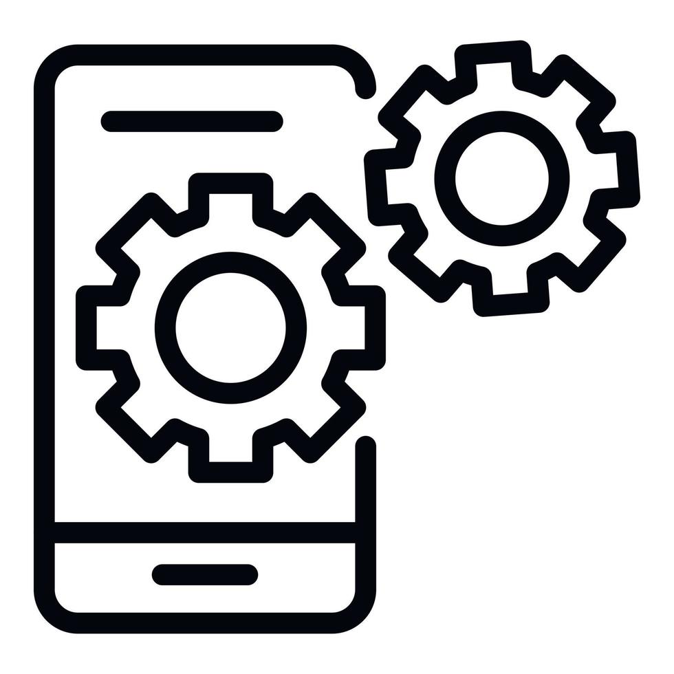 Phone gear system icon, outline style vector