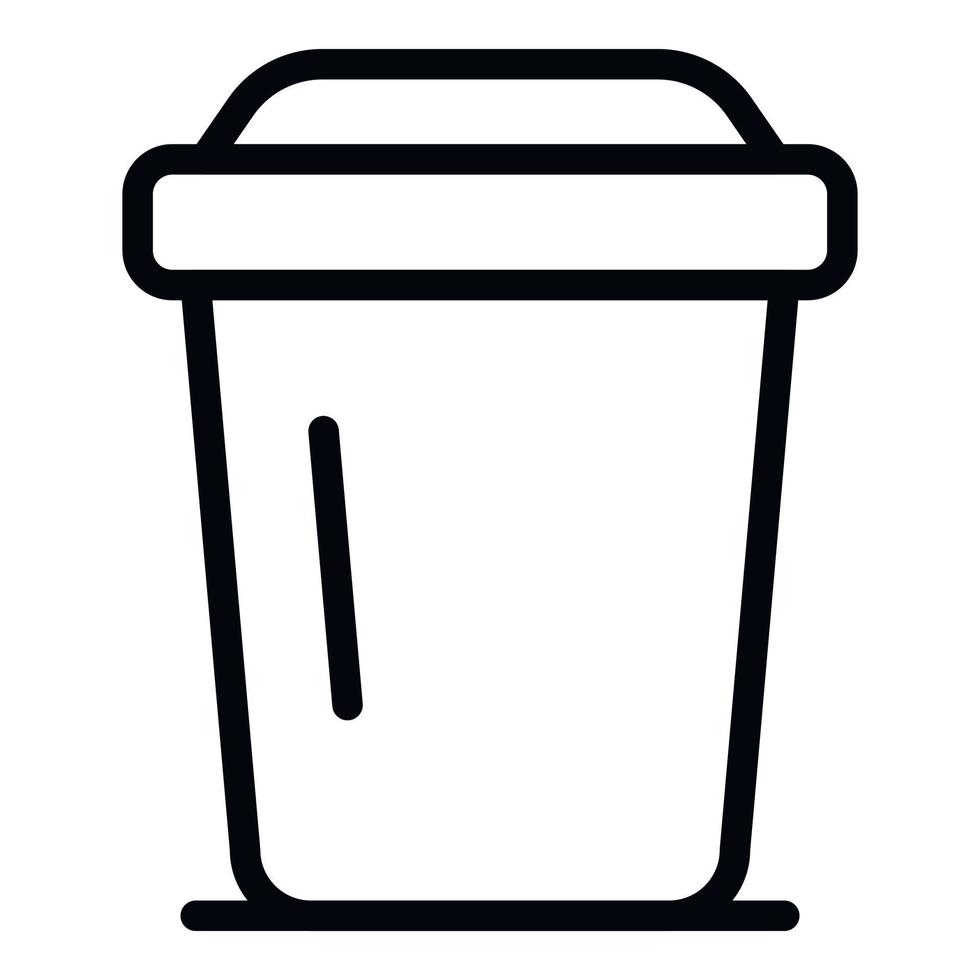 icono de taza de café de plástico, estilo de esquema vector