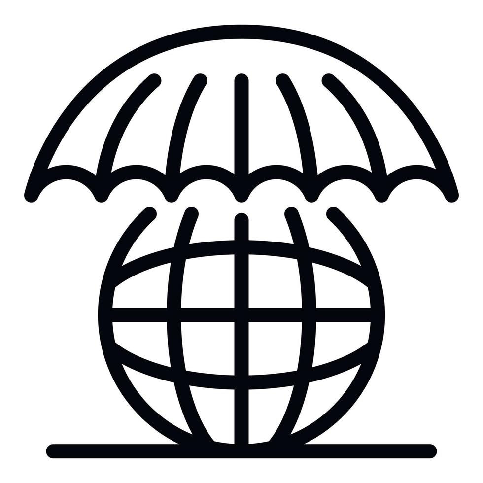 Globe under an umbrella icon, outline style vector