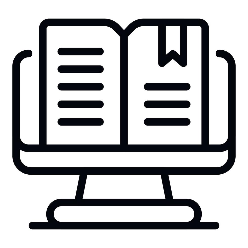 Ebook on the monitor icon, outline style vector