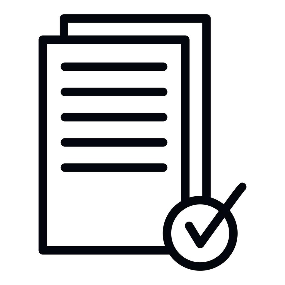 Documents approved icon, outline style vector