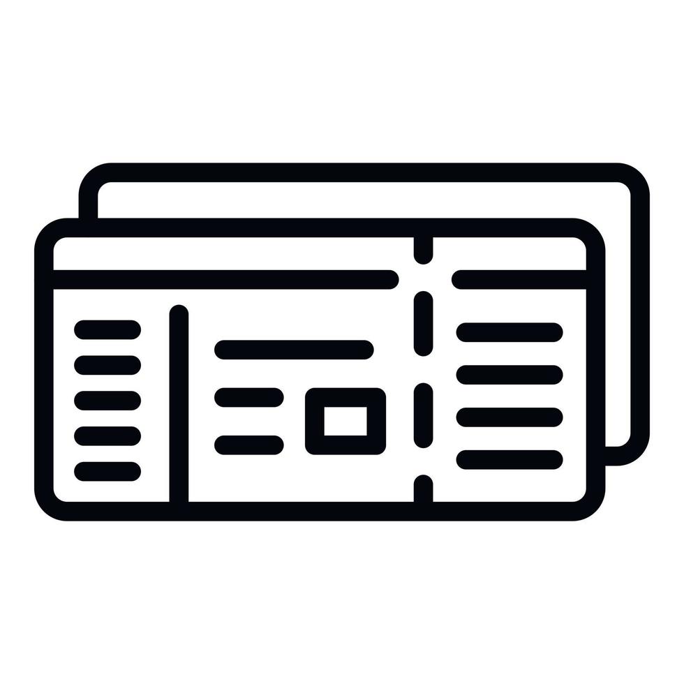 Two tickets icon, outline style vector