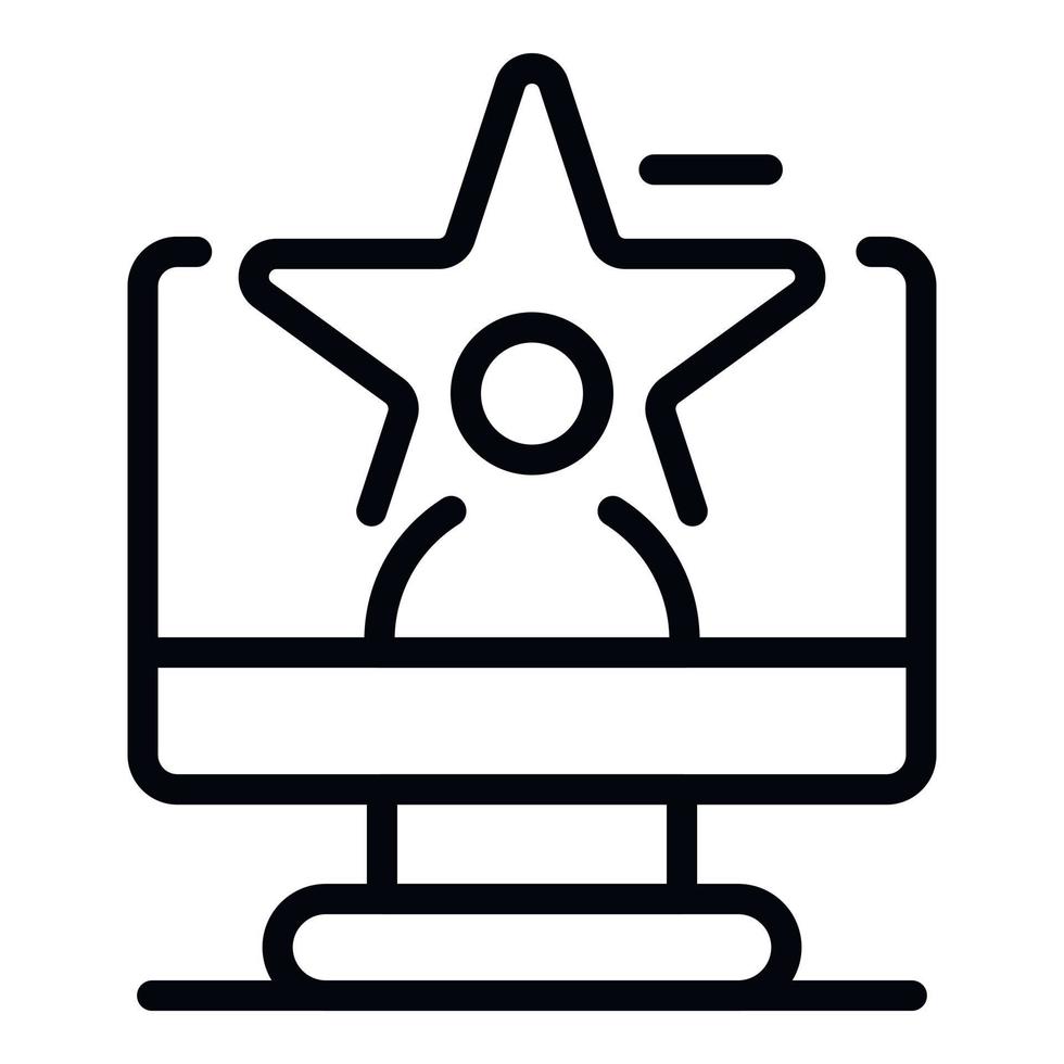 Person on screen star icon, outline style vector