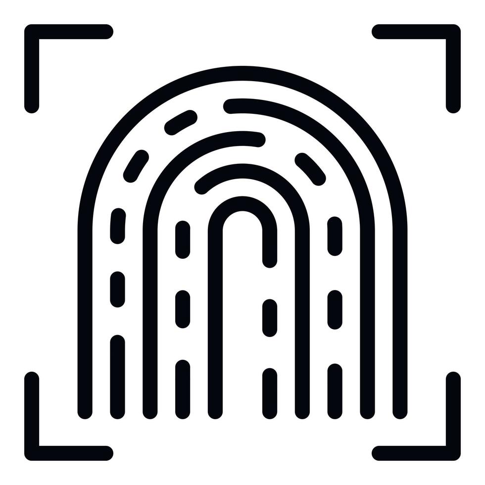 Fingerprint examination icon, outline style vector