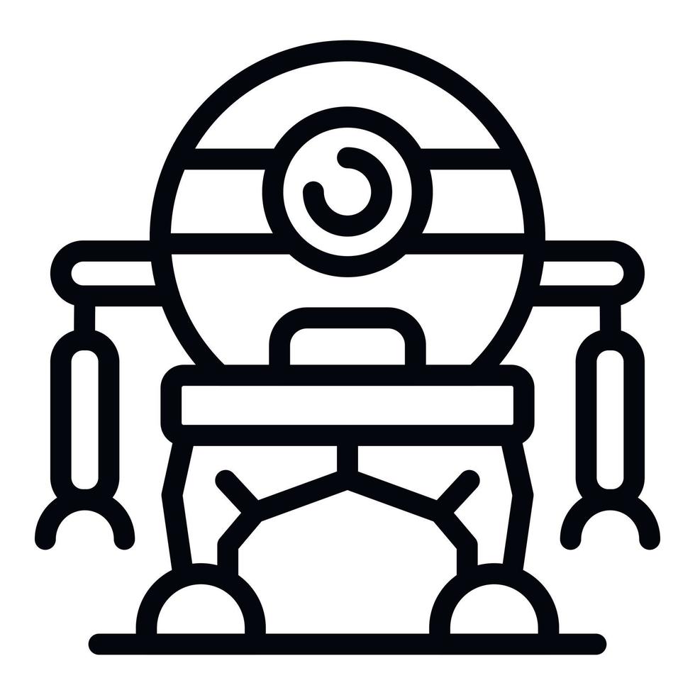 One eye robot icon, outline style vector