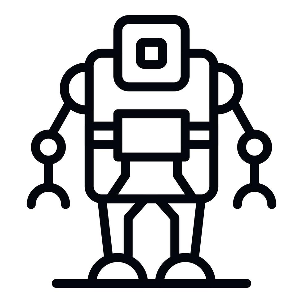 Computer robot icon, outline style vector