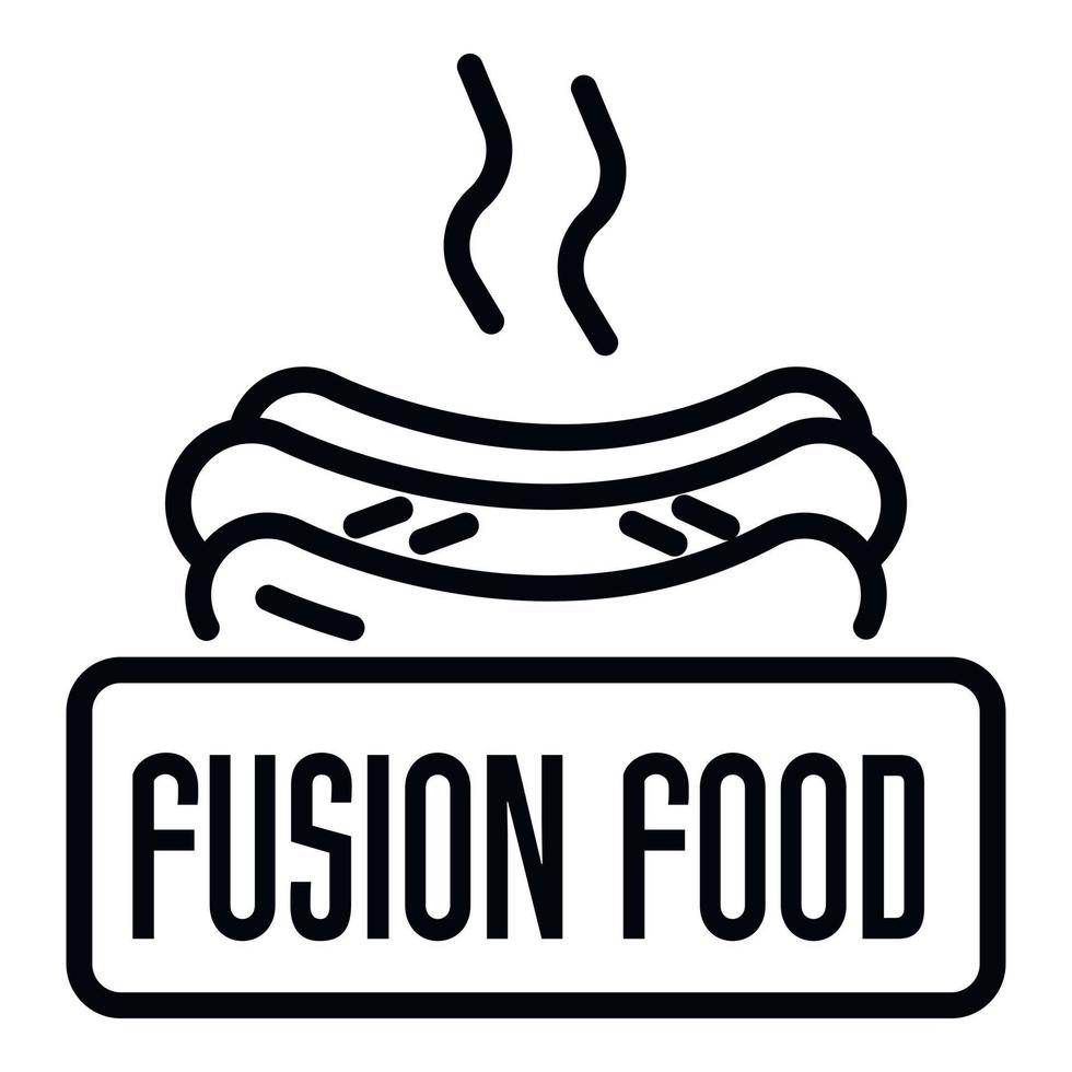 Fusion hot food logo, outline style vector