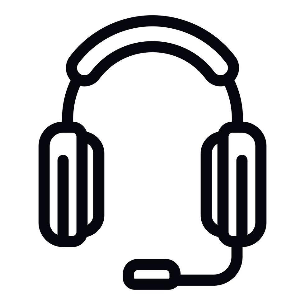 auriculares con icono de micrófono, estilo de esquema vector