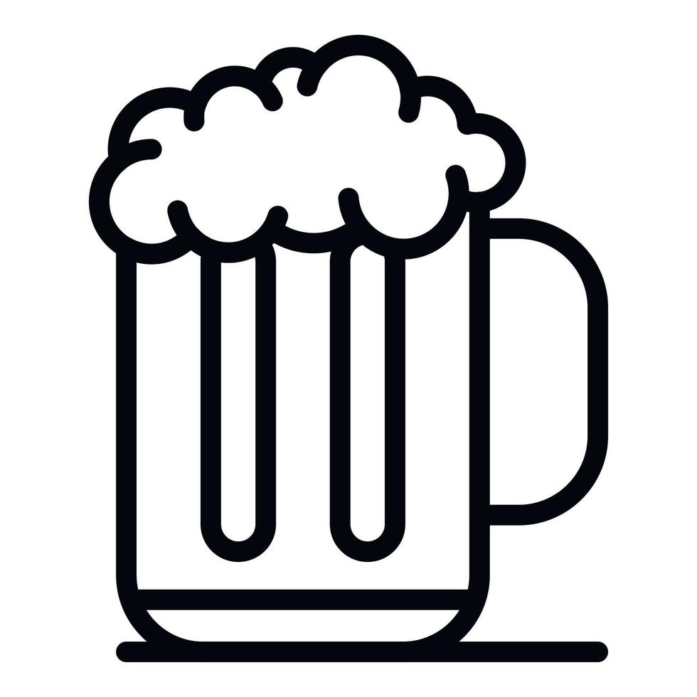 Mug of beer with foam icon, outline style vector