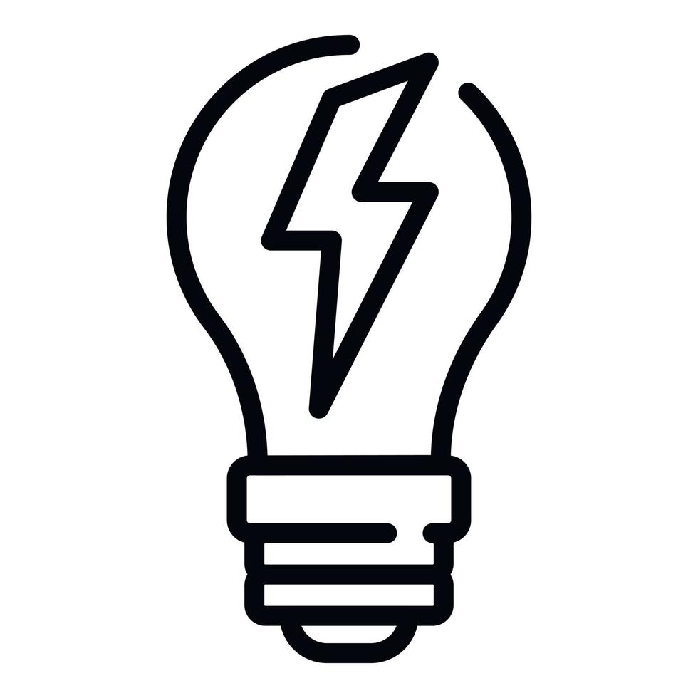 Light bulb with lightning icon, outline style vector