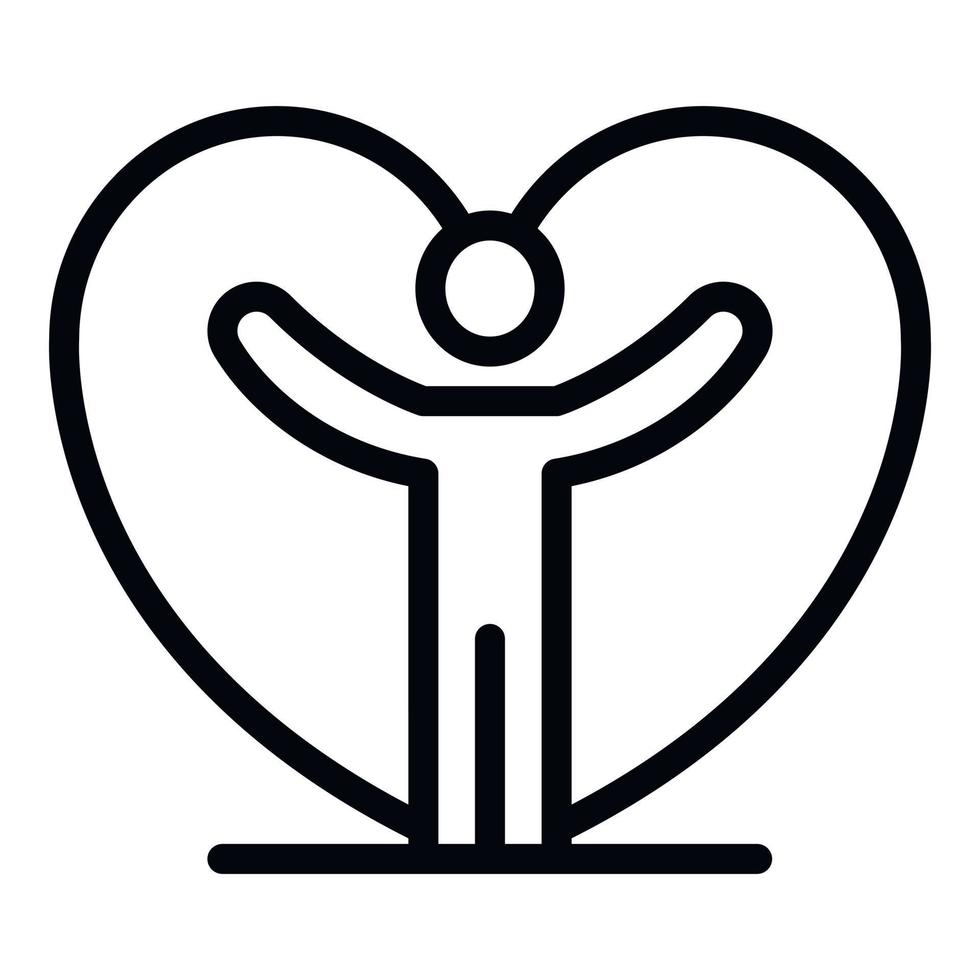 Man keep bonus heart icon, outline style vector