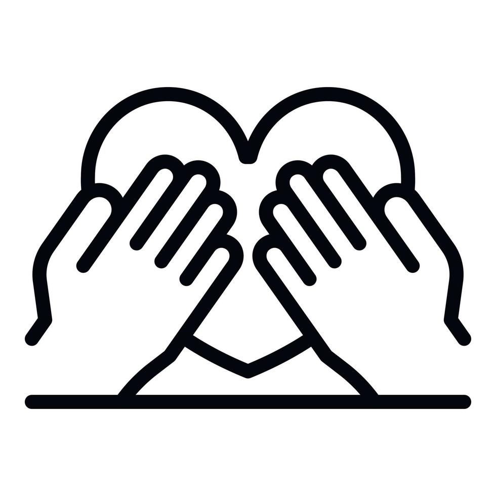 Hands keep heart icon, outline style vector