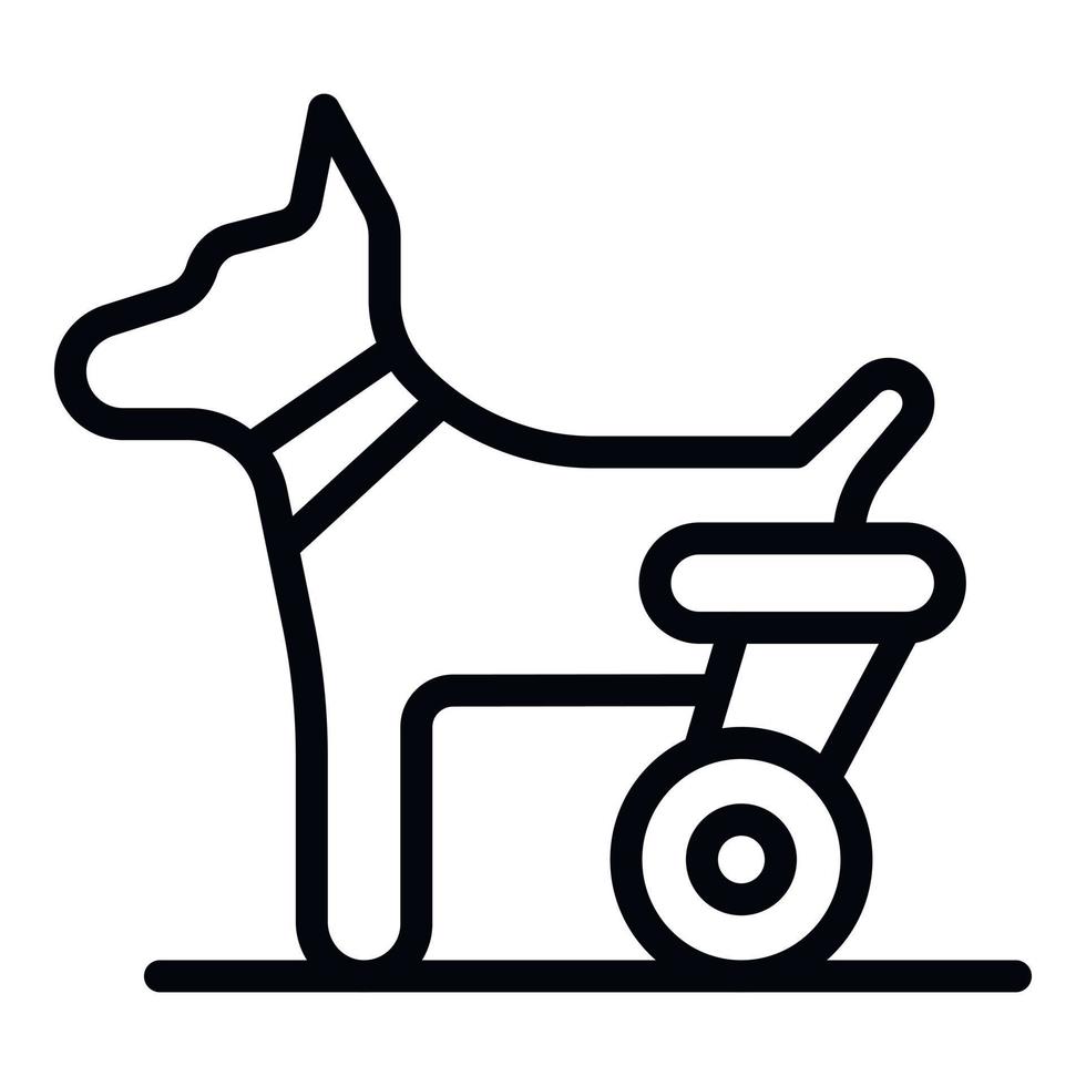 icono de carrito de patas traseras de perro, estilo de contorno vector