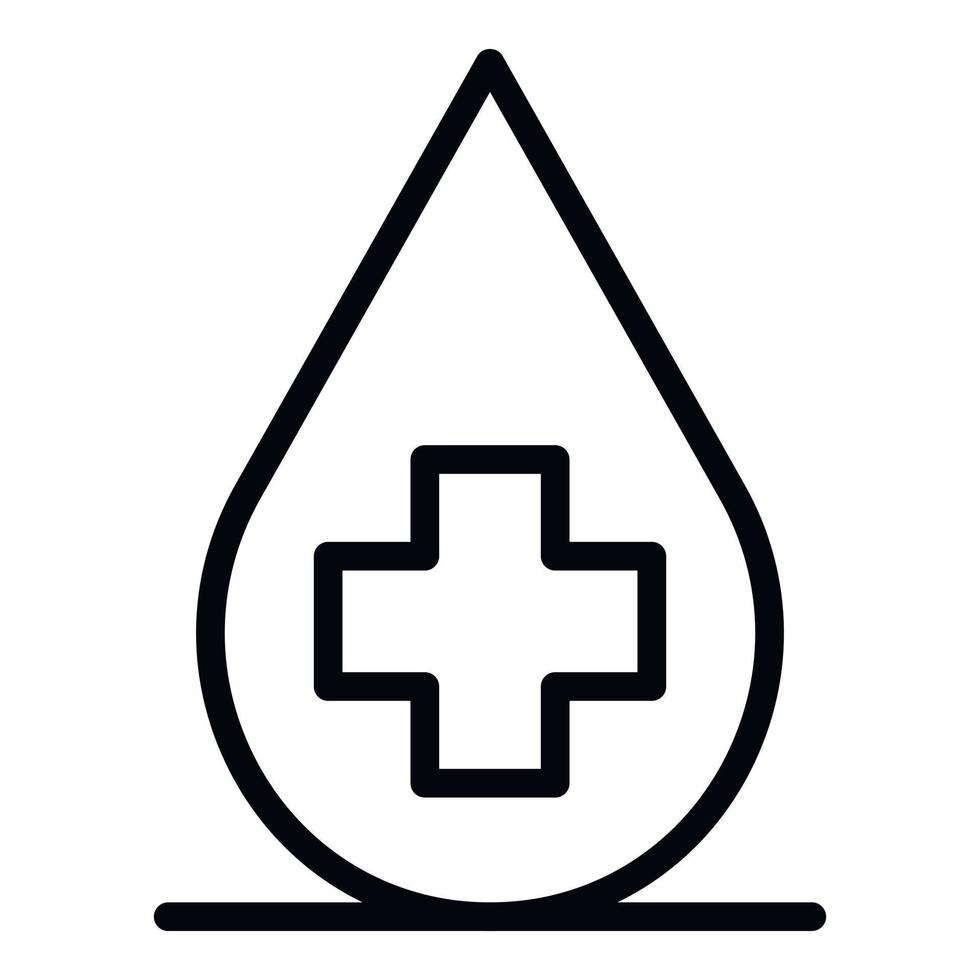 Medical cross in a drop icon, outline style vector