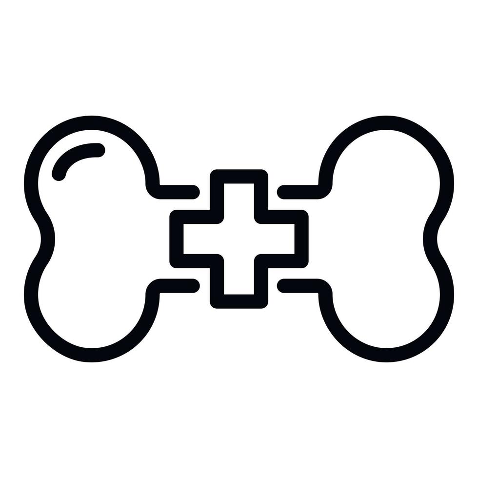 Dog bone and cross icon, outline style vector