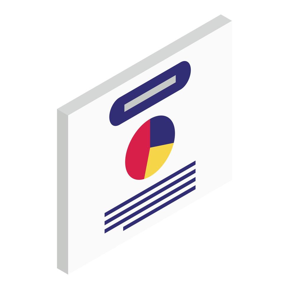 Pie chart banner icon, isometric style vector