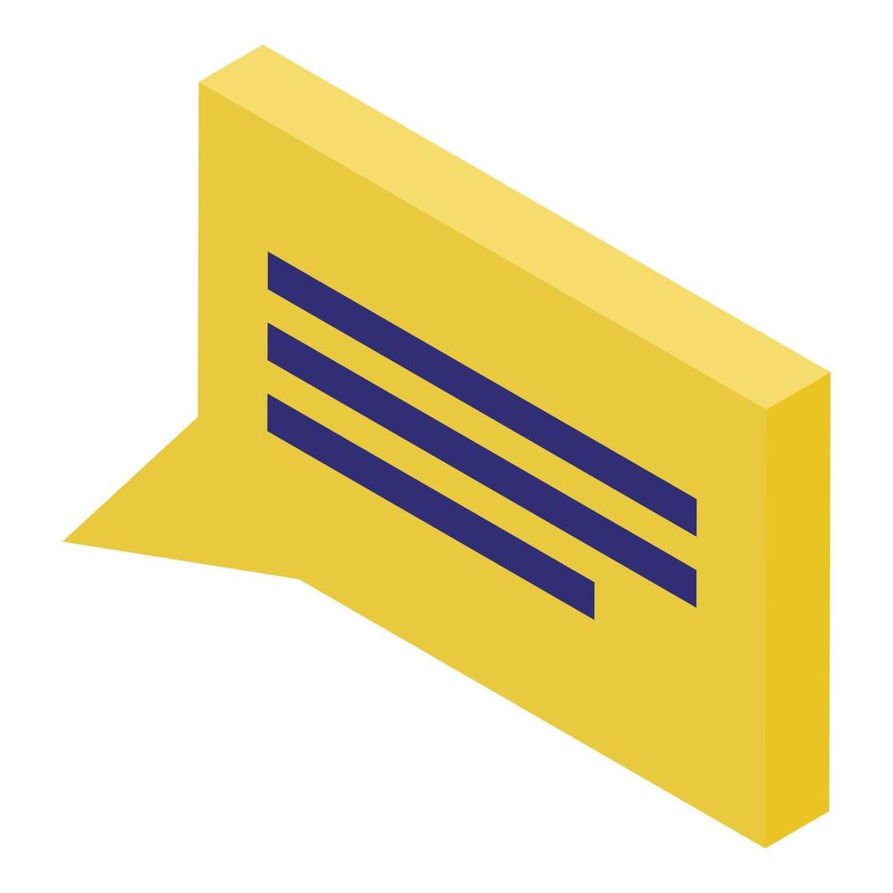 Yellow phone chat icon, isometric style vector