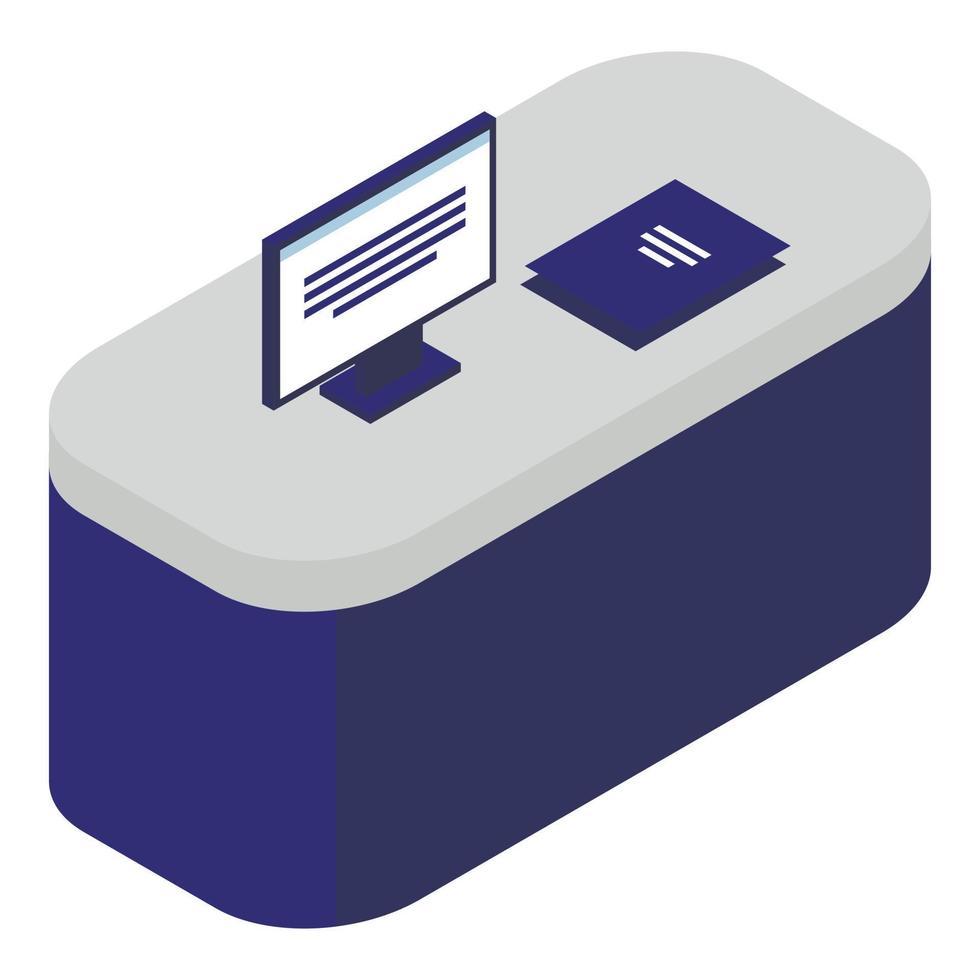 Exhibition stand desktop icon, isometric style vector