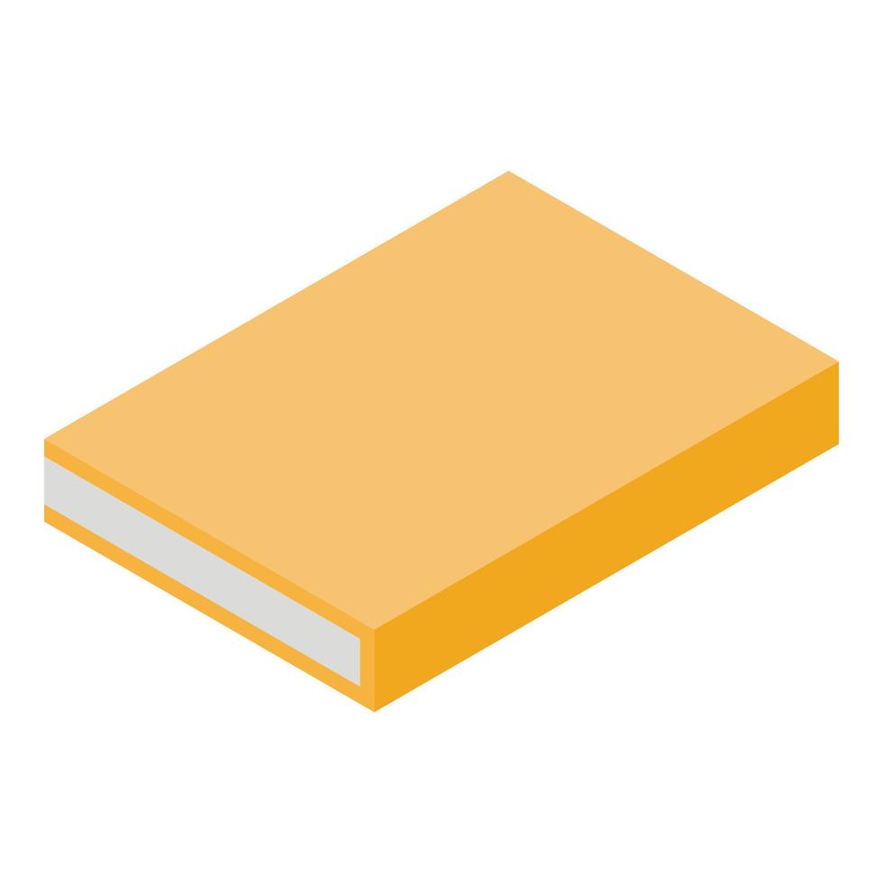 Yellow book icon, isometric style vector