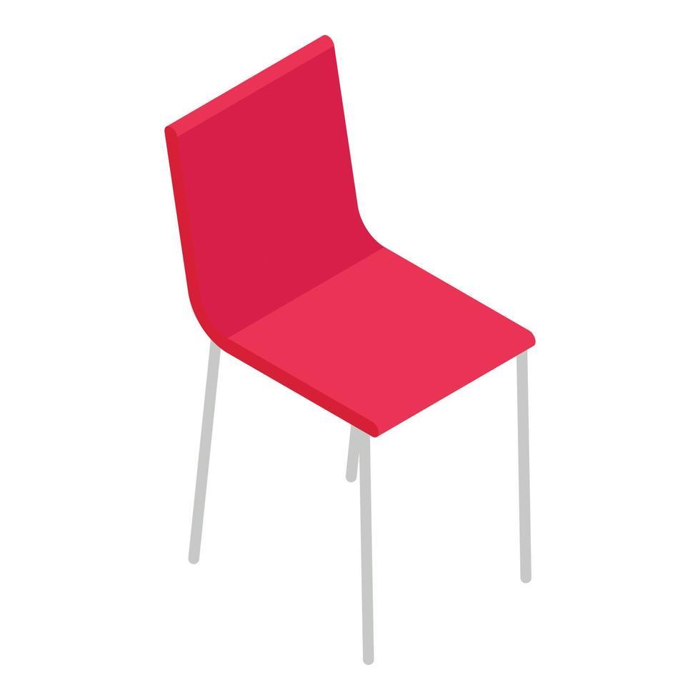 icono de silla de plástico rojo, estilo isométrico vector