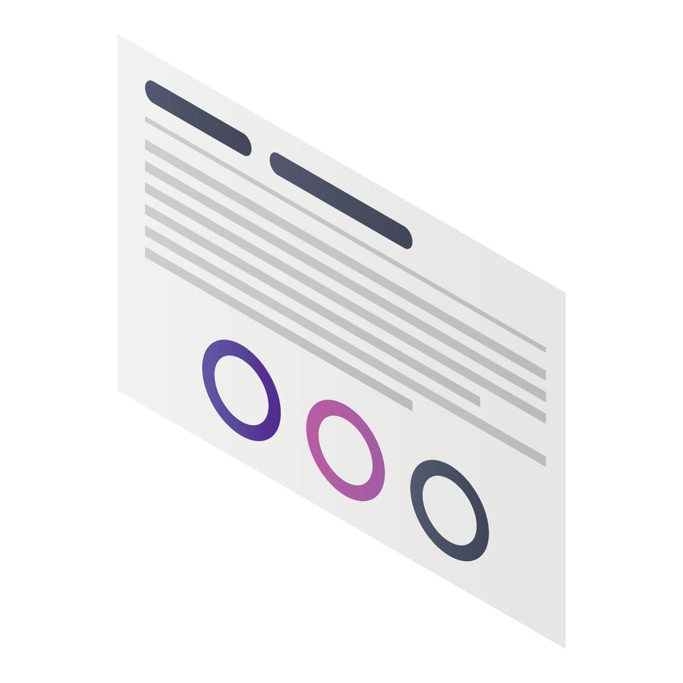 Panel board icon, isometric style vector