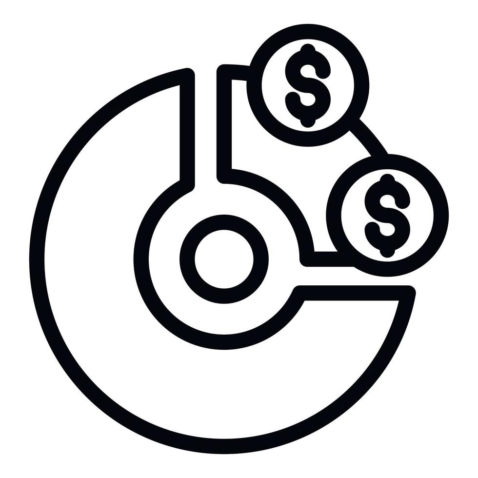 Pie chart investor icon, outline style vector