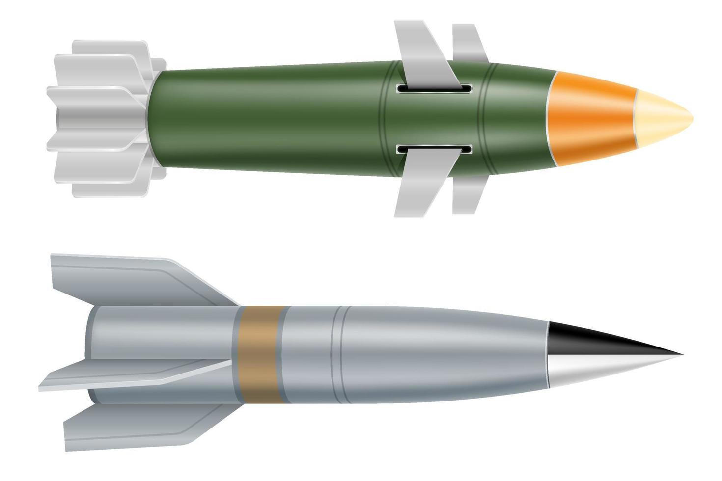 ilustración vectorial de misiles balísticos militares de largo alcance aislada en fondo blanco vector