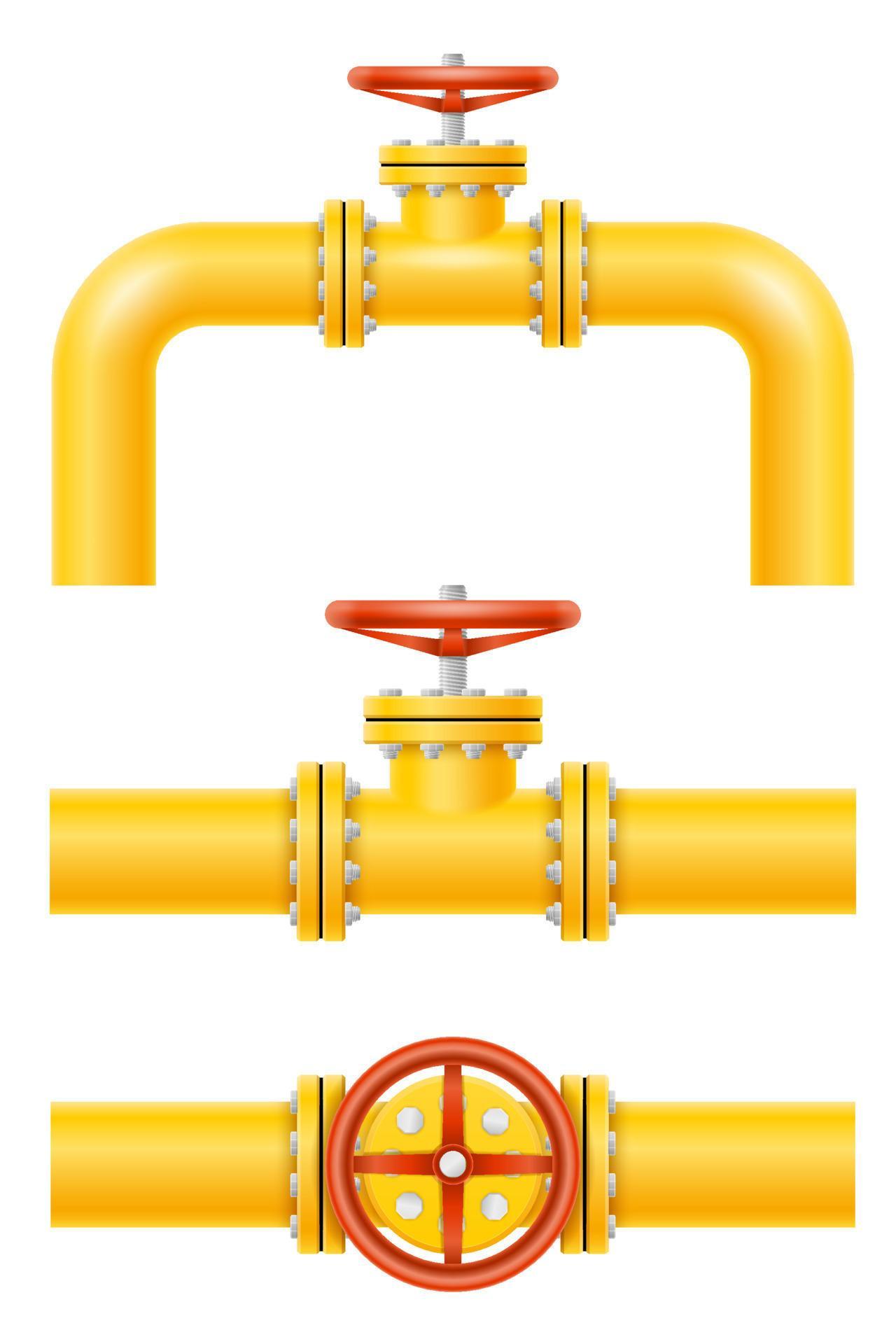 yellow metal pipes for gas pipeline vector illustration isolated on