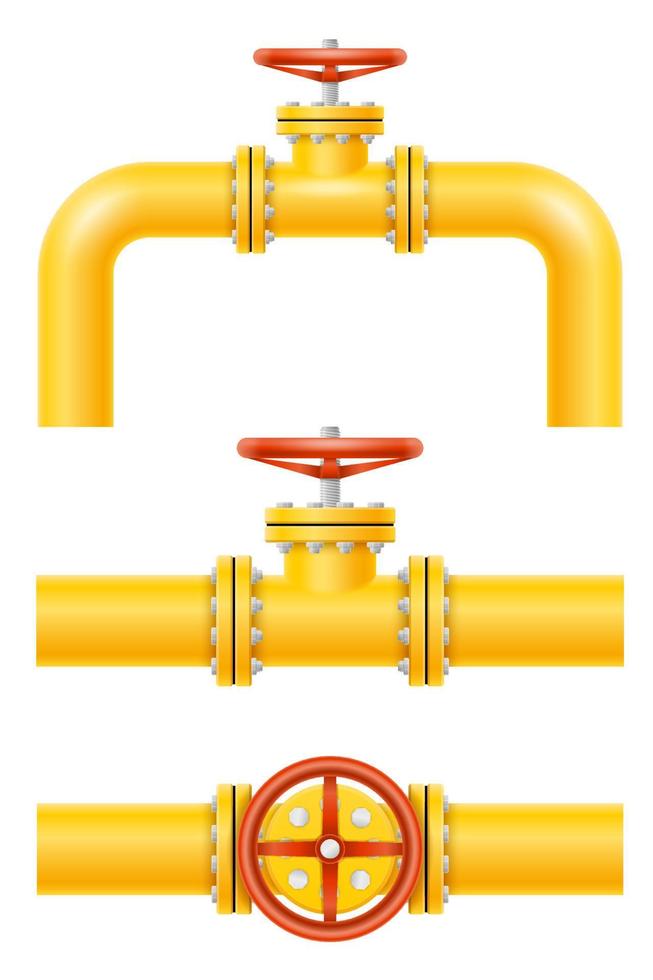 tubos de metal amarillo para ilustración de vector de gasoducto aislado sobre fondo blanco